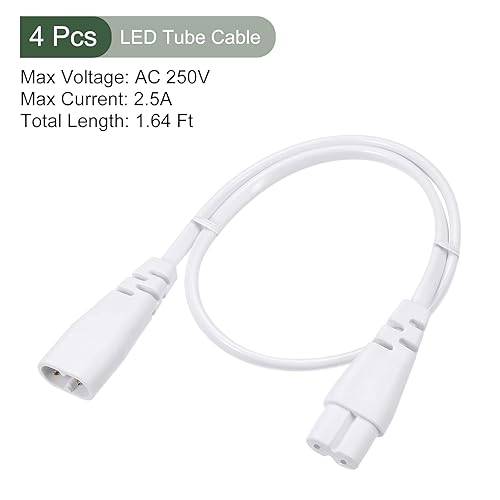 YOKIVE 4pz T5 LED Tubo Cavo, Maschio a Femmina 2 Pin Prolunga Cavo, Plug and Play, Ottimo per LED Tubo Integrato(Bianco, 50cm / 1.64-Piedi) - Honorern