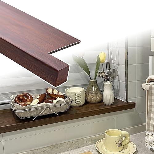 Davanzale per Finestra Rivestimento per Davanzale in Finto Legno Marrone, Protezioni Impermeabili per Davanzali da Cucina, Decorazioni per Davanzali con Naso, Dimensioni Personalizzate(80x30cm/31.5x11 - Honorern