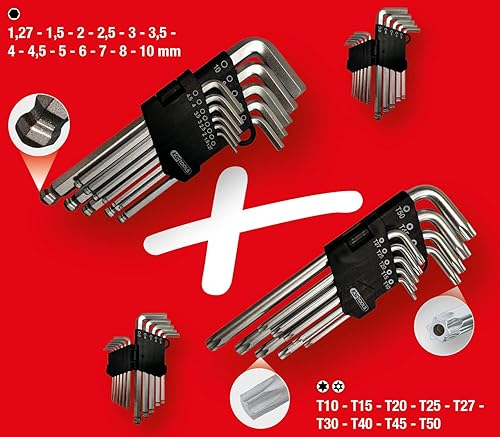KS Tools 151.4000 - Set di chiavi a brugola angolare Torx, esagonale, 22 pezzi - Honorern