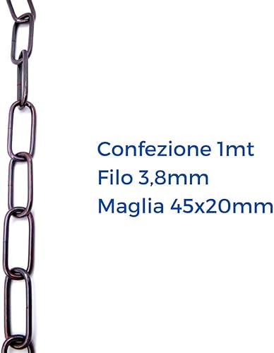 1mt catena bronzo antichizzata per lampadari sospensione filo 3,8mm Dimensioni anello 45 x 20mm - Honorern