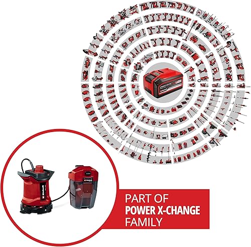 Einhell Pompa per acque cariche senza fili GE-DP 18/25 LL Li-Solo Power X-Change (18 V, portata 7000 l/h, aspirazione piatta, altezza di pompaggio 5 m, modalità ECO e BOOST, venduta senza batteria) - Honorern