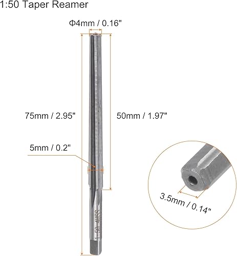 Alesatori Manuali Conici 1:50 4mm Diametro Piccolo 5mm Diametro Grande Flauto Dritto Alesatore Perni Inclinati Acciaio Rapido (HSS) per Utensili Officina in Metallo CNC - Honorern