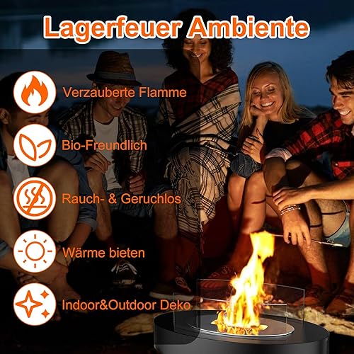 Caminetto a Etanolo da Tavolo, 34x20x15cm, Fuoco da Esterno, Bioetanolo Senza Fumo e Cenere, Decorazione Romantica per Interni, Balcone, Giardino, Terrazza - Honorern