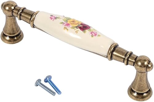 Maniglie per Mobili, Maniglie in Ceramica Vintage Maniglie per Cassetti Decorativi Maniglie per Porte in Bronzo Ceramico Fiore per Cassetto dell'Armadio(4#) - Honorern