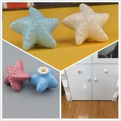 Tiranti per cassetti in ceramica con stella marina nautica, per pomelli di armadietto da cucina, credenza, armadio, a tema spiaggia, oceano, confezione da 6 pezzi - Honorern