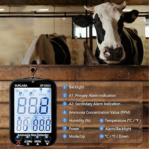 Misuratore di Qualità dell'aria, Tester di Gas Ammoniaca NH3 Monitor 0-100PPM - Honorern