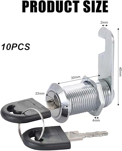 10 lucchetti per cassetta delle lettere, con chiave da 30 mm, serrature con chiave, serratura per mobili, cassetta delle lettere, serratura per cassette delle lettere, armadi, mobili - Honorern