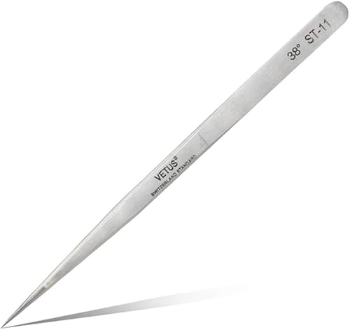 VETUS Pinzette di precisione ST-11 HRC38° anti-acido anti-corrosione in acciaio inox con punte sottili, 140 mm - Honorern