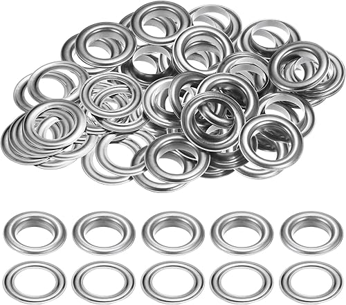 40 Set di Occhielli con Rondelle 17mm Kit Occhielli in Metallo Ramato per Teloni per Tende in Tessuto, Cintura in Pelle, Borsa per Scarpe, Fai da Te, Tono Argento - Honorern