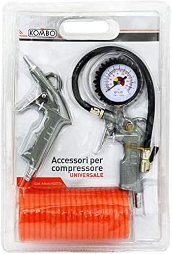 Accessori per Compressore 1 Pistola per Aria Compressa + Manometro 1 Flessibile in PVC - Honorern