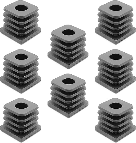 8 tappi filettati di regolazione, tappi per piedini, presa a incasso per tubi quadrati da 35 x 35 mm, con filettatura interna M8, carico per pareti di spessore 1,5-2 mm - Honorern