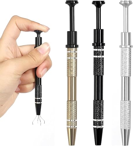 Pinza per Gioielli, Pinzetta per Gemme Diamante, 3 Pinzette per Gioielli in Lega con 4 Artigli, Piercing Pick-Up Pinze Diamante Grabber Catcher Strumento, per Perle Gioielli Orologi Occhiali - Honorern