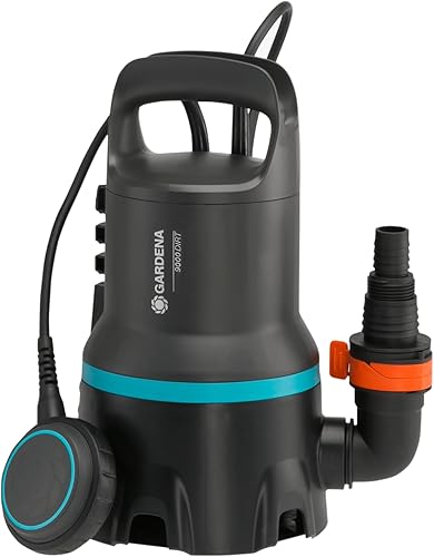 GARDENA Pompa sommersa acqua sporca 9000: pompa sommersa portata 9000 l/h, funz. Automatic, interruttore flottante funz. continuo, particelle sporco max. 25 mm, sistema attacco rapido, 300 W (9040-20) - Honorern