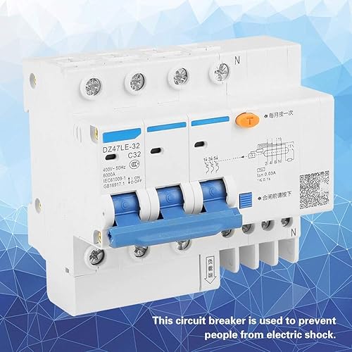 Interruttore Automatico Protezione Corrente Interruttore Automatico 3P + NC32, Magnetotermico Differenziale Interruttore di Corrente Protezione da Sovratensione 230V 32A 30mA - Honorern