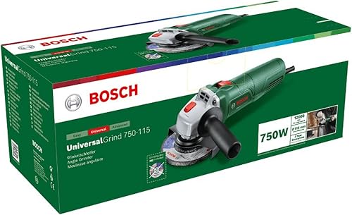Bosch Home and Garden Minismerigliatrice Angolare UniversalGrind 750-115, 750 W, per Smerigliatura, Taglio, Spazzolatura e Levigatura, in Confezione di Cartone - Honorern