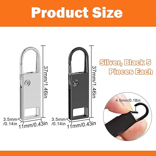 10 pezzi di teste di ricambio in lega per cerniere, ganci per cerniere, ciondoli per cerniere per la riparazione di cerniere, abbigliamento universale, borse, valigie, facili da cambiare - Honorern