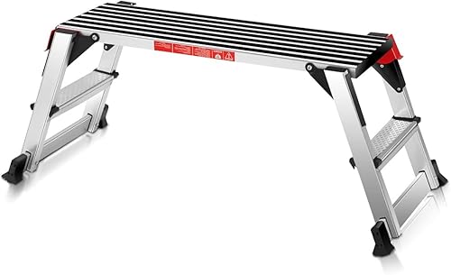 GIANTEX Banco da Lavoro Antiscivolo in Alluminio Scaletta Pieghevole Basso Piattaforma di Lavoro Pedane di Lavoro Portatile Portata di 150 kg, 128x38x49,5cm - Honorern
