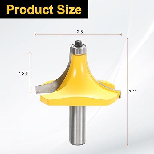 sourcing map Fresa Roundover Raggio 1/2 pollice gambo in carburo punta 2,5 cm 2 scanalature angolo arrotondamento cuscinetto guida per arrotondamento bordo fresa CNC strumento di lavorazione del legno - Honorern