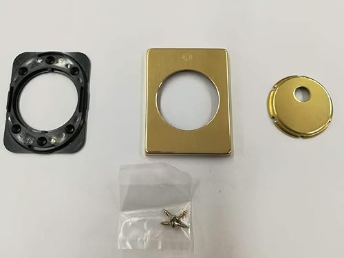 BOCCHETTA ROSETTA QUADRA PER PORTA PORTONE BLINDATO, PIASTRINA PER CILINDRO EUROPEO PREDISPOSTO PER POMO OTTONE LUCIDO 82X62 COMPLETA DI VITI DI FISSAGGIO SECUREMME - Honorern