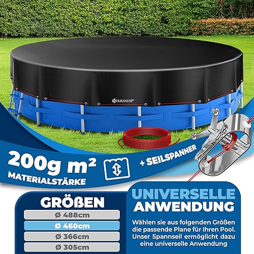 KESSER® Telone di copertura di alta qualità, 300 x 600 cm, con occhielli, in PVC, 650 g/m², impermeabile e resistente agli strappi + 10 ganci, di alta qualità, universale per camion, piscina, mobili - Honorern