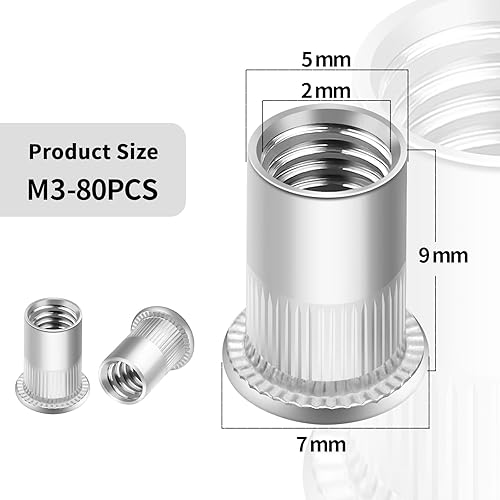 Dadi per rivetti M12, dadi filettati per rivetti ciechi, in acciaio inox, 40 pezzi, a testa piatta, filettatura Rivet Nutsert, dadi a testa svasata, dadi a manicotto, utilizzati per piastre - Honorern