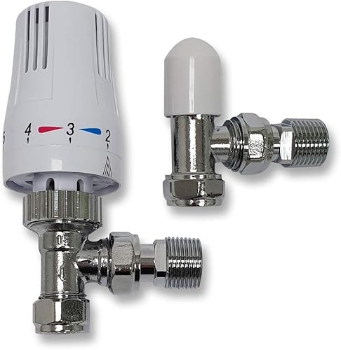 Kartell - Valvola termostatica per radiatore TRV angolata, con detentore da 1/2' x 15 mm, bianco - Honorern