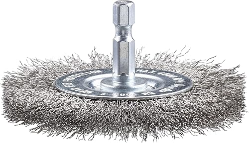 kwb Spazzola a disco, fine, filo di acciaio inox, Ø 75 mm per metallo e pietra, spazzola a filo per trapano incl. albero esagonale E6.3, per sgrassare, decalcificare, irruvidire e pulire - Honorern