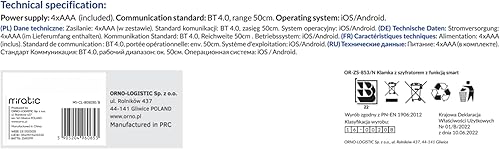 Maniglia Smart Tastiera Tattile Lettore di Impronte Digitali Bleutooth 4.0 (nero) - Honorern