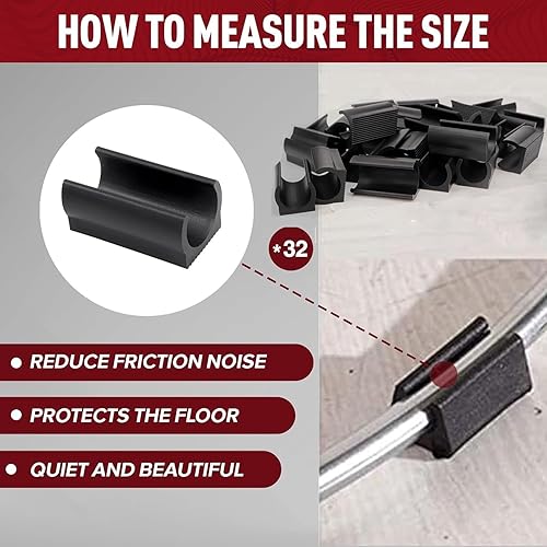 32 Pz Coprigambe Per Sedia In Plastica Manicotto A Forma Di U Manicotto Per Tubo Mobili Protezioni Per Il Pavimento Morsetto Per Sedia Cantilever Silencer (19mm) - Honorern