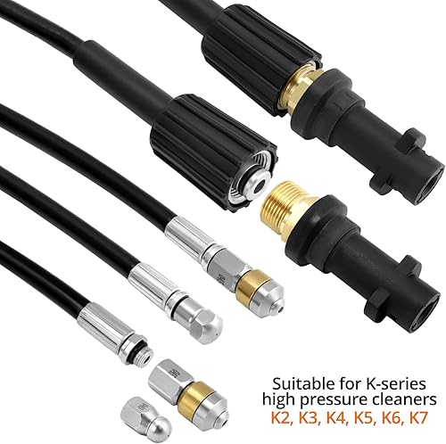 Tubo per pulizia tubi 30M 180bar, Sonda Sturatubi, incluso adattatore, compatibile con K-Series K2, K3, K4, K5, K6, K7 lancia idropulitrice - Honorern