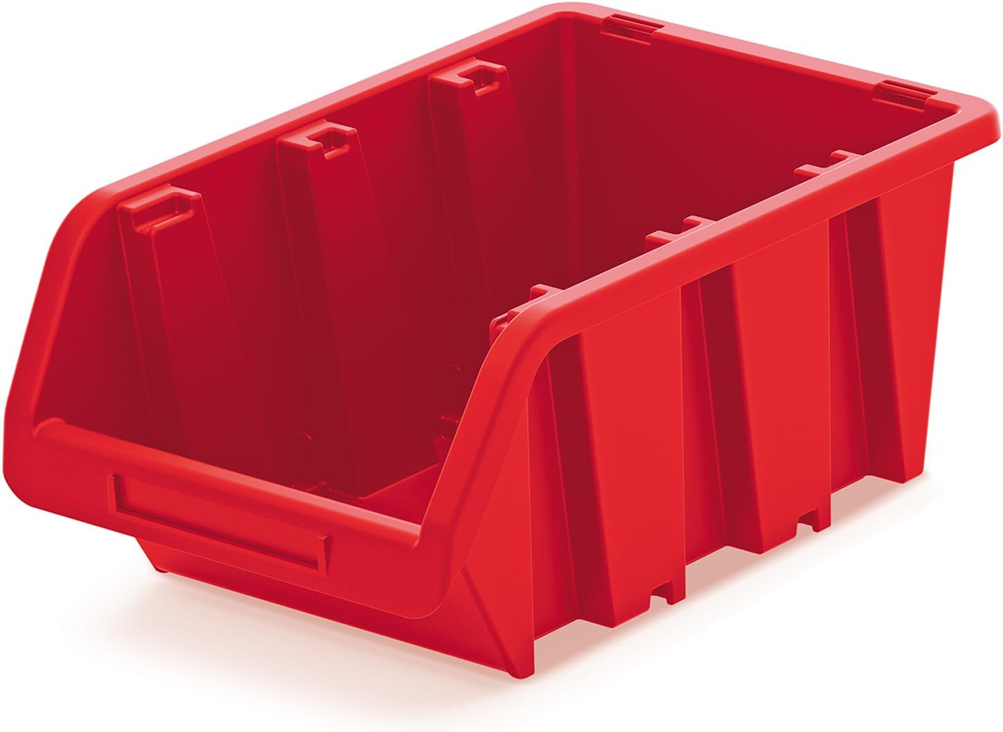 Set di 8 Contenitori a Bocca di Lupo | 16x23x12 cm | Impilabili | Sovrapponibili | Nero | in Plastica - Honorern