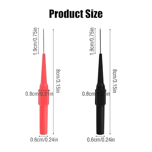 Puntali Tester per Multimetro, 20 pezzi Prova Multimetro Isolato per Misurazioni Elettriche Precise, 0.7mm Rosso e Nero per Applicazioni Automotive, Industriale, HVAC - Honorern