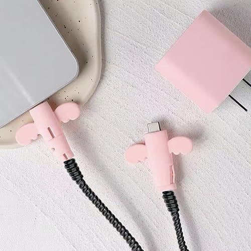 4 Pezzi Raccogli Cavi Spiralato, Flessibile Spirale Cavi Elettrici, 1.4M Guaina Passacavi, Copricavi con 4 Proteggi Cavo Cellulare e 4 Fascette Cavi, Spirale Avvolgicavo per il Cavo USB C - Honorern