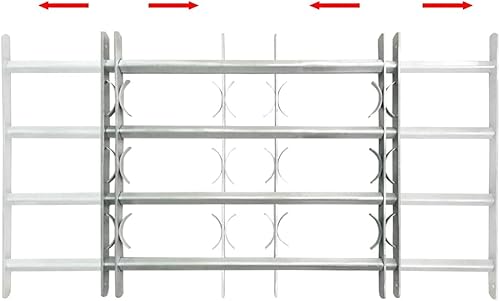 vidaXL Griglia Regolabile 4 Barre Trasversali 1000-1500mm Protezione Finestre - Honorern