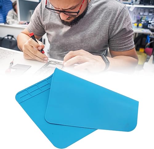 Stuoia di Saldatura,Tappetino da Lavoro in Silicone,Tappetino per Saldatura,Tappetino per Saldature e Riparazioni in Silicone,per Saldatura,Riparazione Elettronica,Blu(30x20cm) - Honorern