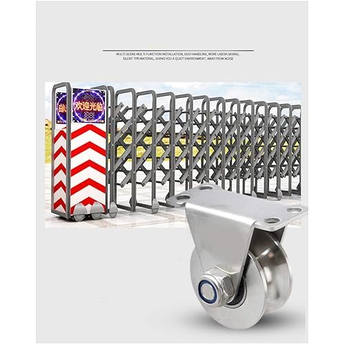 Ruote a rulli scorrevoli in acciaio inossidabile 304 da 5,1 cm, con scanalatura a U, resistenti, per binario scorrevole con staffa, capacità di carico 299,4 kg - Honorern