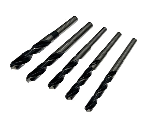 Falon-Tech Set di punte per metallo HSS 5 pezzi (10 mm, 11 mm, 12 mm, 13 mm, 15 mm) - in acciaio ad alta velocità - Set di punte elicoidali precise e centrate per trapani in acciaio duro - Honorern