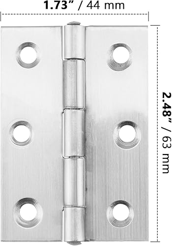 16 cerniere in acciaio inox, 63 x 44 mm, cerniere per porte in acciaio inox, cerniere per pianoforte, con 96 viti per armadi, finestre, porte - Honorern