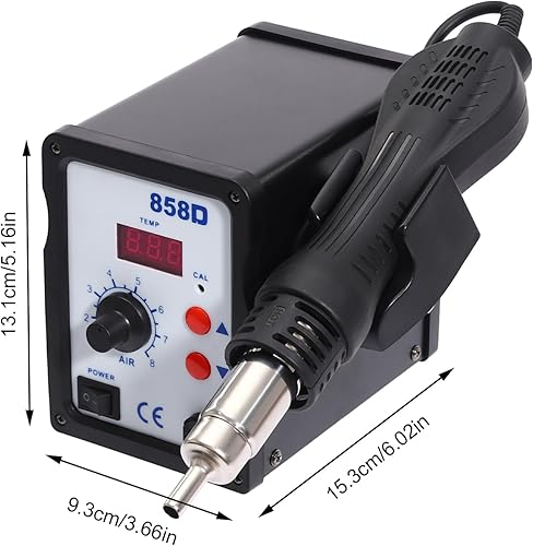Stazione di saldatura digitale ad aria calda set 858D 700W saldatore Rework Station regolabile temperatura e velocità del vento stazione dissaldante con pistola termica e 3 ugelli ad aria calda - Honorern