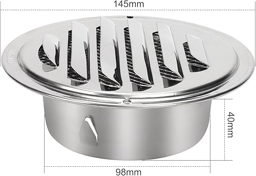 Griglia di ventilazione 100 mm, griglia di ventilazione rotonda in acciaio inox 304, griglia di ventilazione con protezione dagli insetti - Honorern