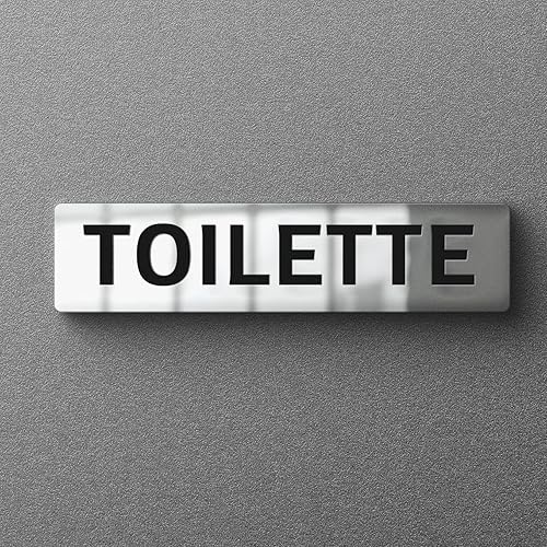 Segnale targa Toilette WC Bagno in metacrilato color Argento Specchio per Toilette WC Bagno mm 180x43x3 - Honorern