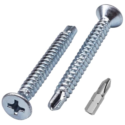 SKIR'CO (200 pezzi) DIN 7504 P Acciaio zincato 4,8 x 38 mm viti autoperforanti per metallo, vite in lamiera, testa svasata - Honorern