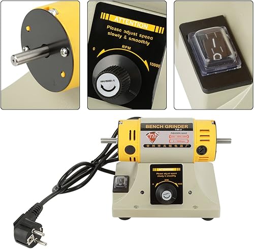 220V 350W Gioielli Pietra Gemma Lucidatrice Set di Lucidatura Panca multifunzionale Macchina di lucidatura del metallo Con Piedi In Gomma Anti Vibrazione per Pietra Gioielli Motore (EU Plug) - Honorern