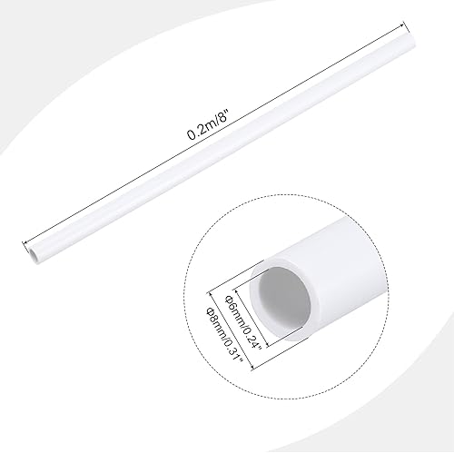Tubo Rigido Rotondo in PVC 6mm ID 8mm OD 8' Lunghezza Bianco ad Alta Resistenza per Tubi d'Acqua, Artigianato, Guaina Cavi - Honorern