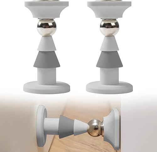 2 Fermaporta Magnetici per Pavimento (Grigio) - Honorern