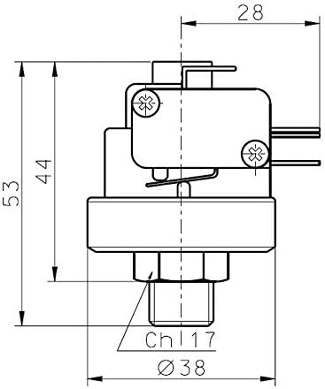 Pressostato XP200A Sensore di Pressione Acqua Regolabile da 1,5 a 4 Bar - Attacco 1/4' Gas Foro ogiva - 6 contatti - Honorern