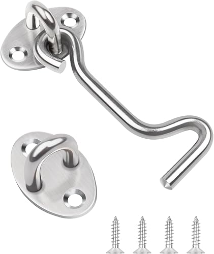 Gancio e occhiello da 7,6 cm, 1 pezzo da 75 mm, gancio per cancello in acciaio inox, gancio per serratura della porta, chiusura a gancio per cancelli in legno, gancio per finestra - Honorern