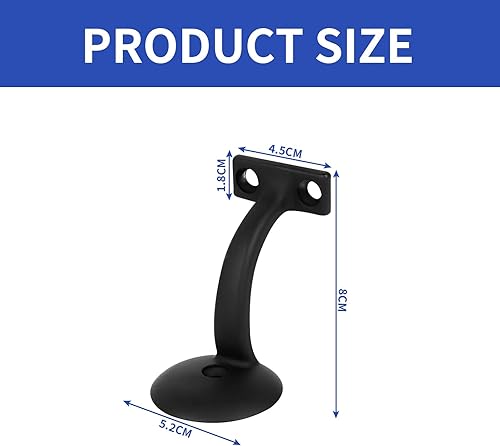Staffe Corrimano, Supporto per Corrimano Scala in Acciaio Inossidabile, Supporto Montaggi a Parete per Ringhiera Interne, Accessori per Corrimano in Legno, Nero, 2 Pezzi - Honorern