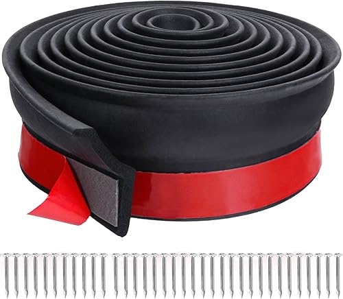 Guarnizione Porta Garage 6m,Guarnizione Basculante Garage Autoadesive,Universale Guarnizione per Porta Garage,Striscia di ricambio in gomma resistente alle intemperie con chiodi - Honorern