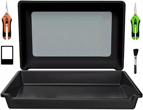 Trim Tray - Set Completo con Setaccio Polline 150 Micron, 2 Forbici & Spazzola | Per Erbe, Tè e Spezie | Base Antiscivolo - Honorern